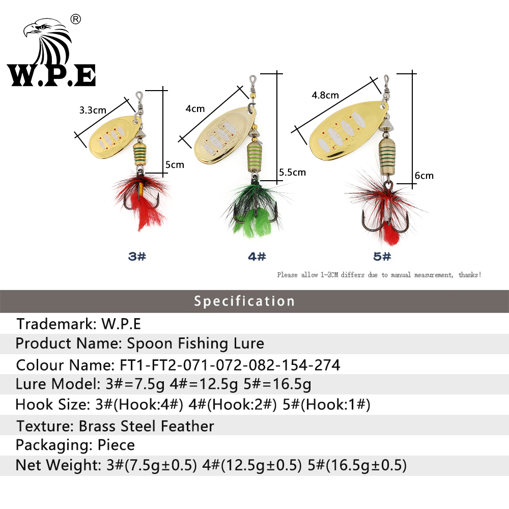 W. p. e.-isca metálica complet - Fishing Lure Spoon avaliação e preço